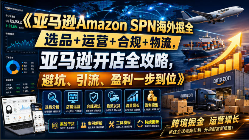 亚马逊Amazon SPN海外掘全，选品+运营+合规+物流，亚马逊开店全攻略，避坑、引流、盈利一步到位 - 啥好玩-啥好玩