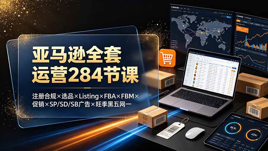 （19410期）亚马逊全套运营284节课：注册合规×选品×Listing×FBA×FBM×促销×SP/SD/SB广告×旺季黑五网一 - 啥好玩-啥好玩