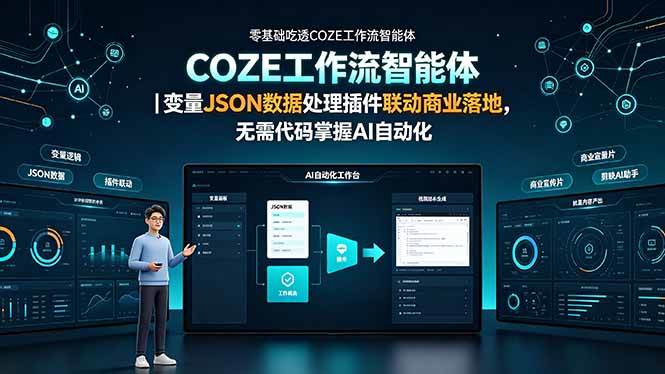 （19243期）零基础吃透COZE工作流智能体｜变量JSON数据处理插件联动商业落地，无需代码掌握AI自动化 - 啥好玩-啥好玩
