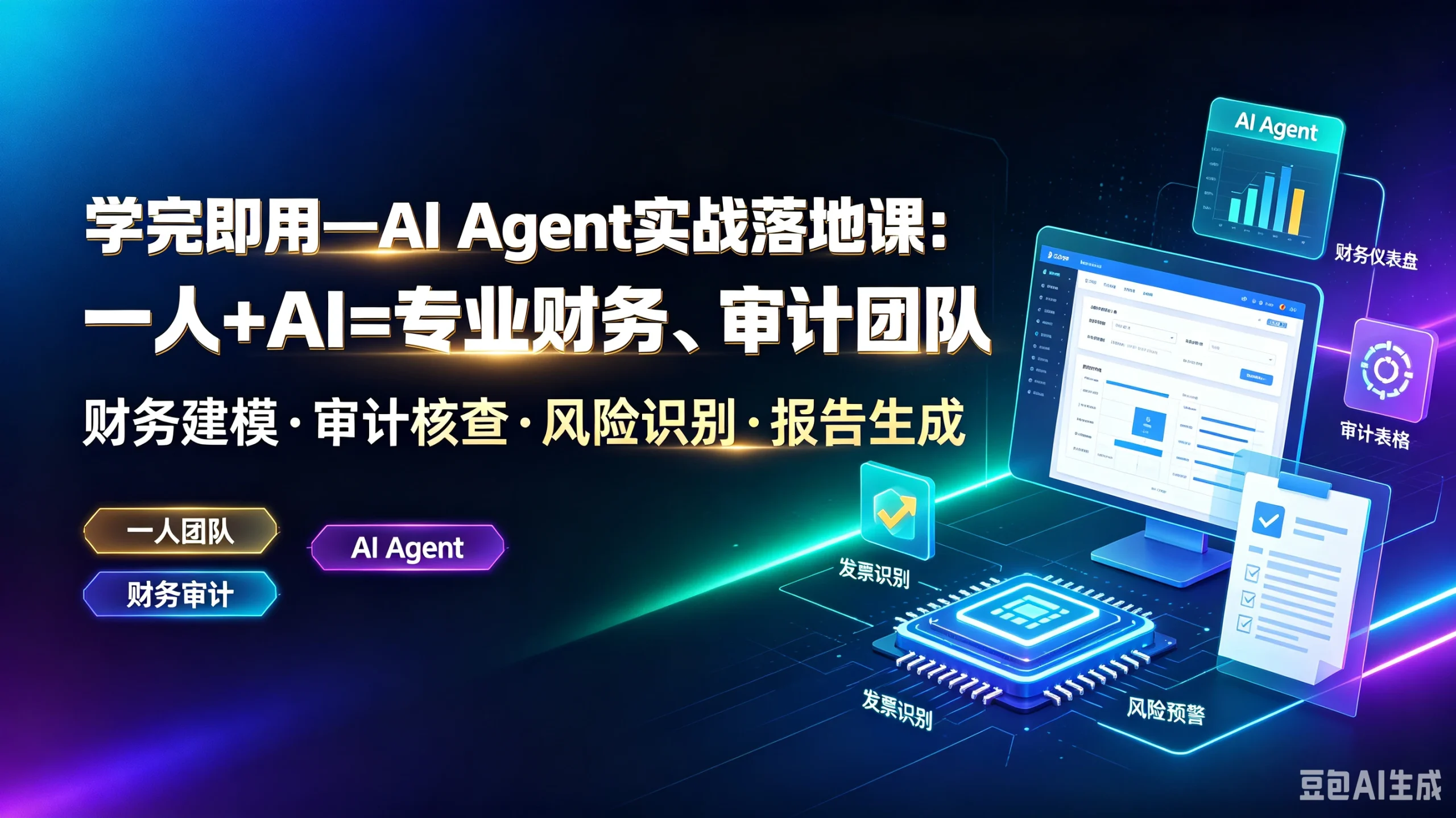 【精】学完即用一AlAgent实战落地课：一人+AI=专业财务、审计团队，财务建模·审计核查·风险识别·报告生成，一人团队、Al Agent、财务审计-啥好玩