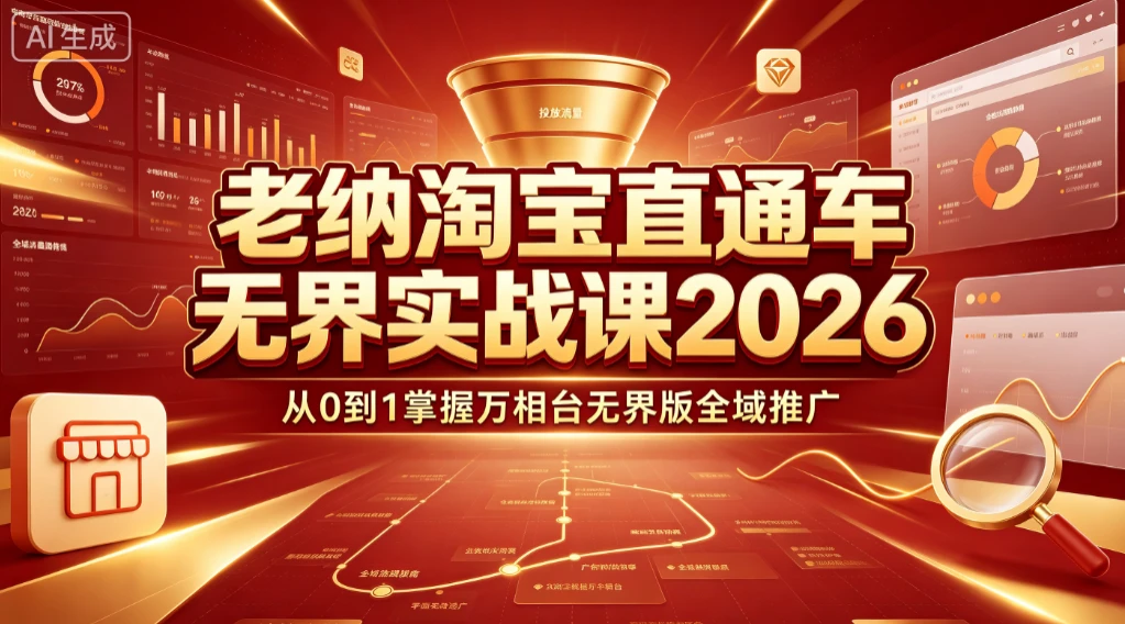 【精】老纳淘宝直通车无界实战课2026：从0到1掌握万相台无界版全域推广-啥好玩