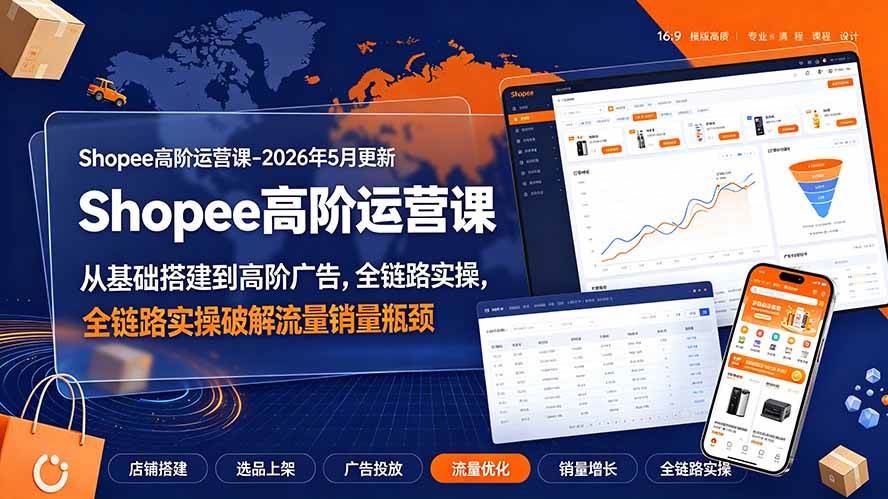 （19443期）Shopee高阶运营课-2026年更新，从基础搭建到高阶广告，全链路实操破解流量销量瓶颈 - 啥好玩-啥好玩