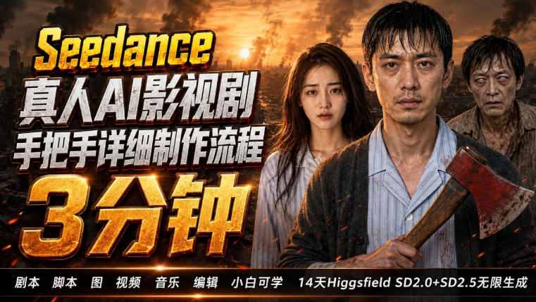 3分钟真人AI影视剧怎么做？SD 2.0手把手完整制作流程｜Higgsfield 14天SD 2.0/2.5无限生成 - 啥好玩副业网-啥好玩副业网