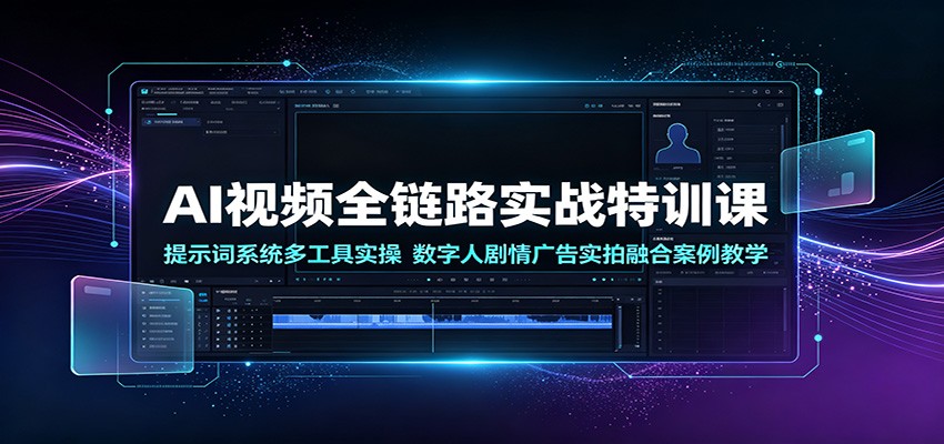 AI视频全链路实战特训课：提示词系统多工具实操，数字人剧情广告实拍融合案例教学-啥好玩