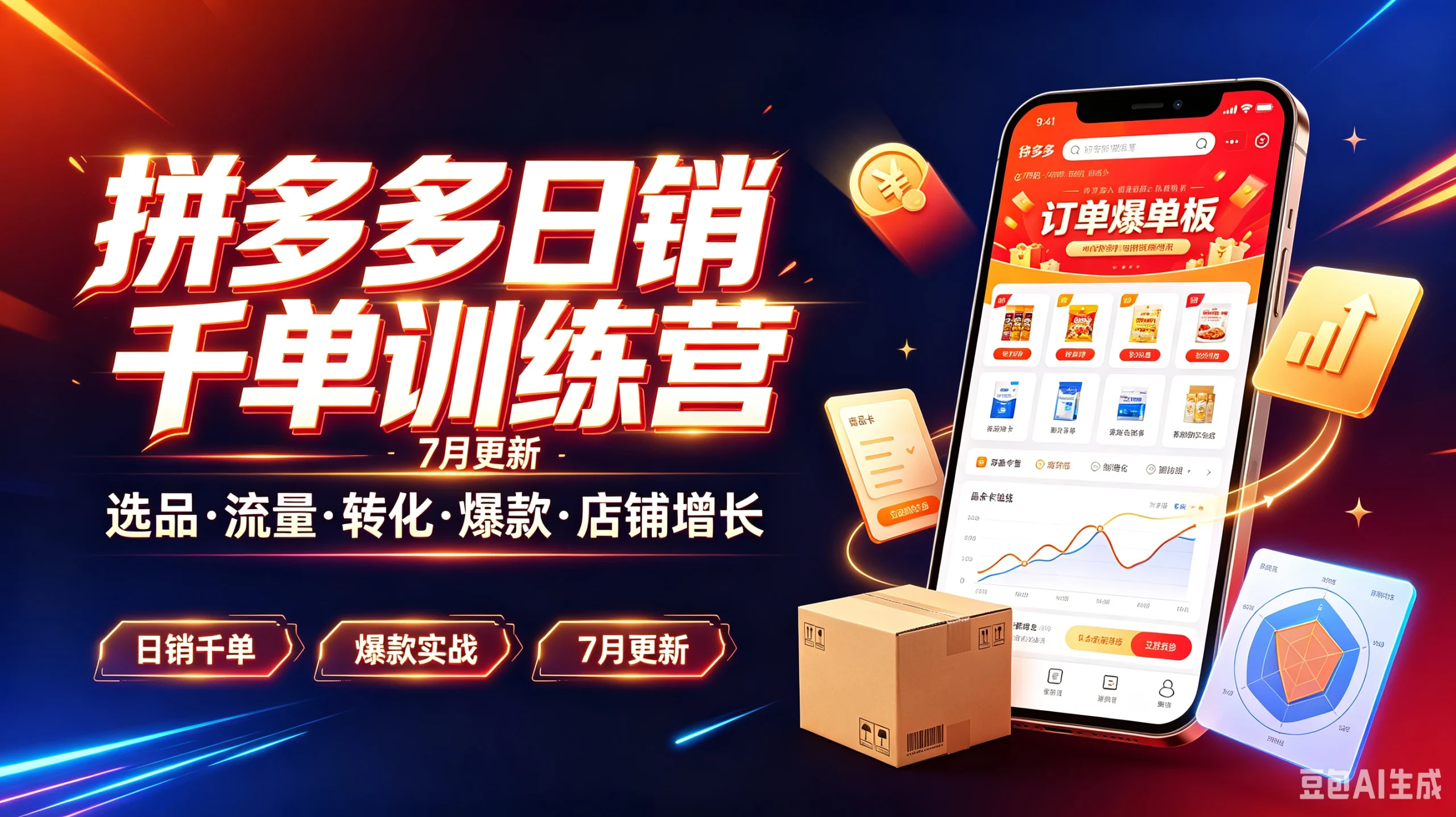 【精】拼多多日销千单训练营，7月更新选品·流量·转化·爆款·店铺增长，日销千单、爆款实战、7月更新-啥好玩