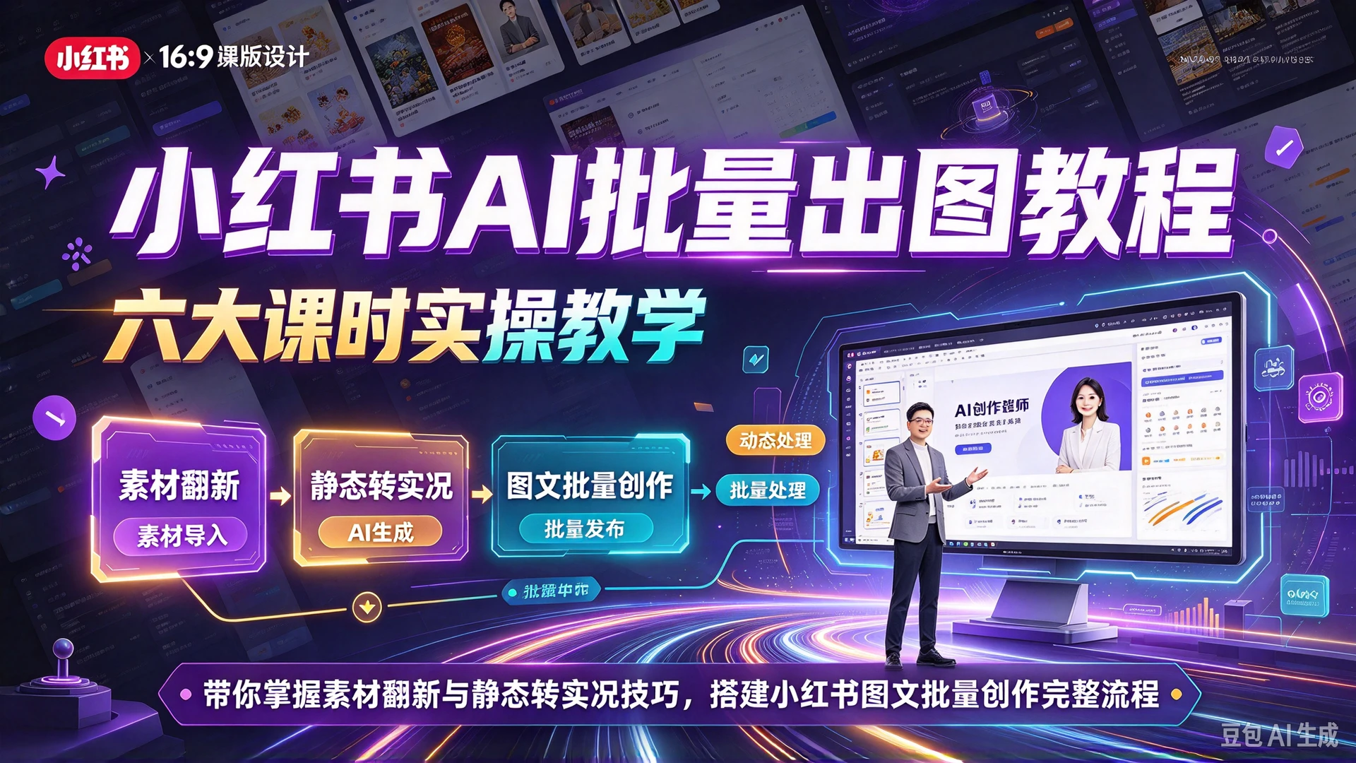 小红书AI批量出图教程，六大课时实操教学，带你掌握素材翻新与静态转实况技巧，搭建小红书图文批量创作完整流程 - 啥好玩副业网-啥好玩副业网