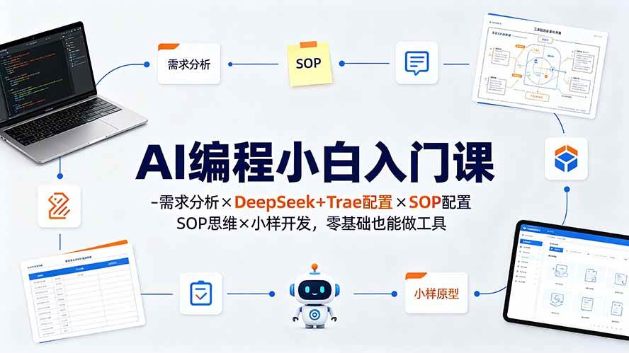 （19539期）AI编程小白入门课-需求分析×DeepSeek+Trae配置×SOP思维×小样开发，零基础也能做工具-啥好玩