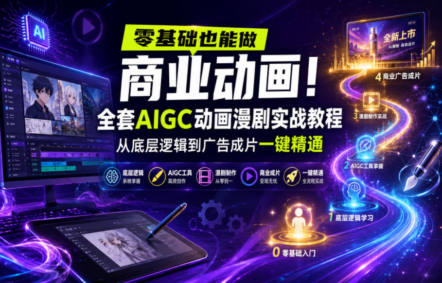 零基础也能做商业动画！全套AIGC动画漫剧实战教程，从底层逻辑到广告成片一键精通（更新0715） - 啥好玩-啥好玩