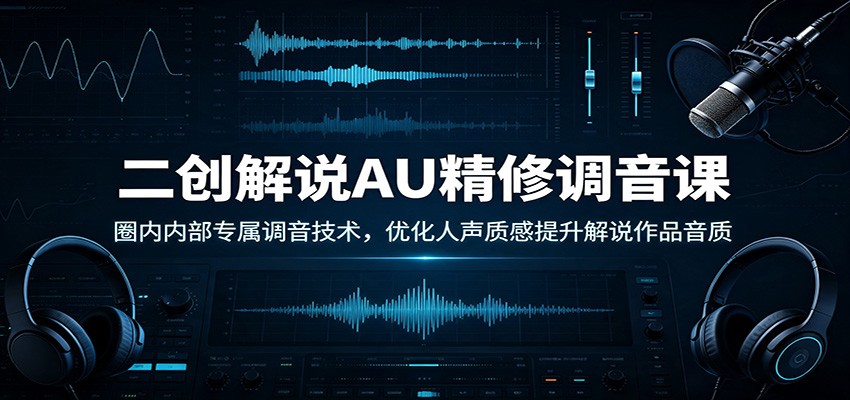 二创解说AU精修调音课：圈内内部专属调音技术，优化人声质感提升解说作品音质 - 啥好玩副业网-啥好玩副业网