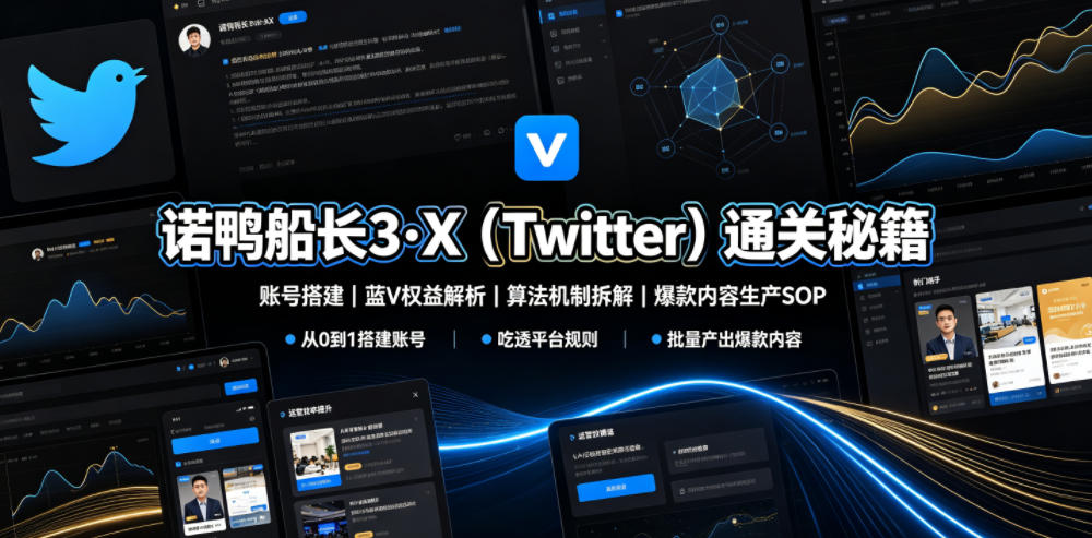 诺鸭船长3·X（Twitter）通关秘籍，涵盖账号搭建、蓝V权益解析、算法机制拆解及爆款内容生产SOP - 啥好玩-啥好玩