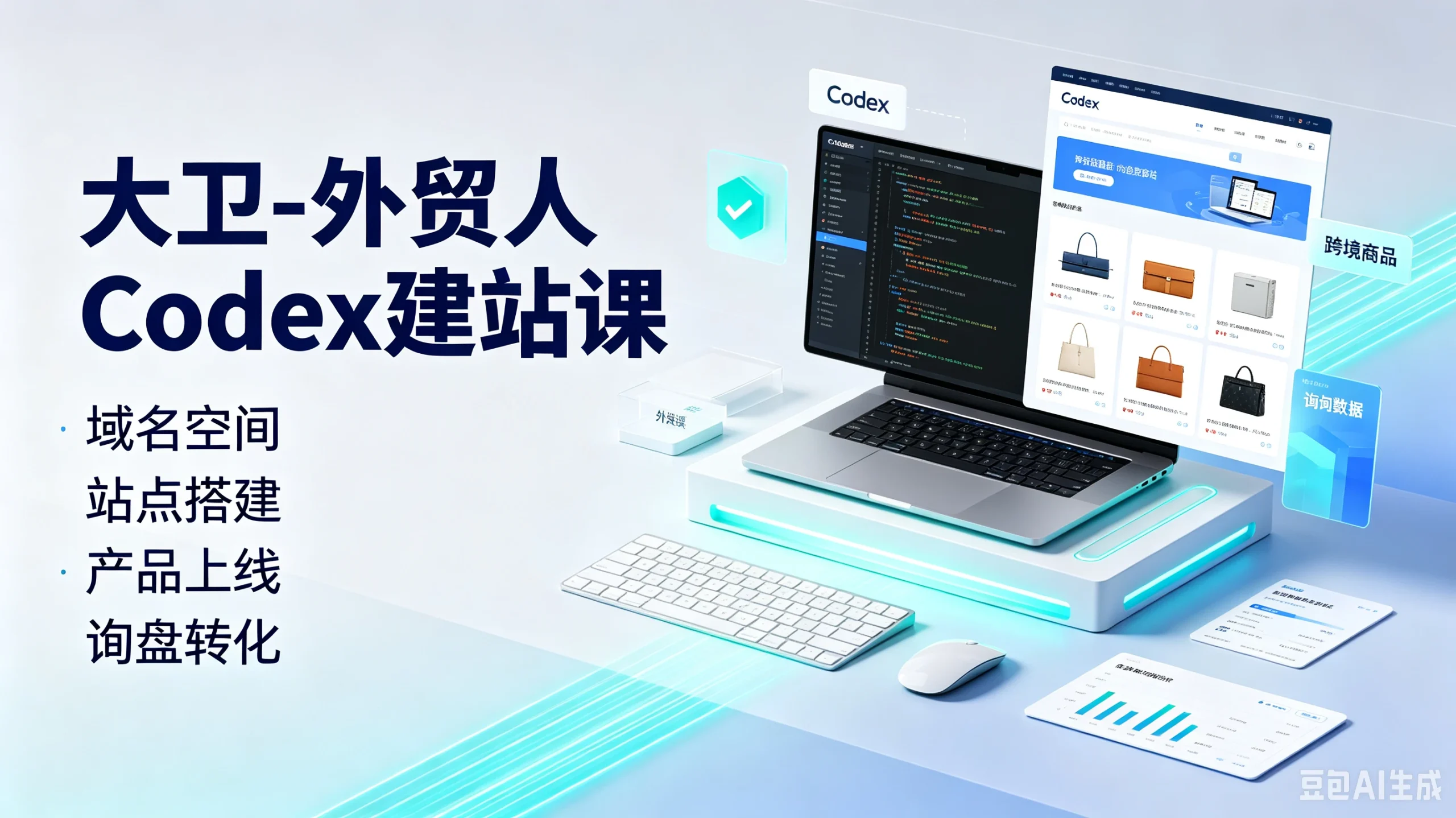 【精】大卫-外贸人Codex建站课，域名空间、站点撘建、产品上线、询盘转化-啥好玩