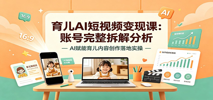 育儿AI短视频变现课：账号完整拆解分析，AI赋能育儿内容创作落地实操 - 啥好玩-啥好玩