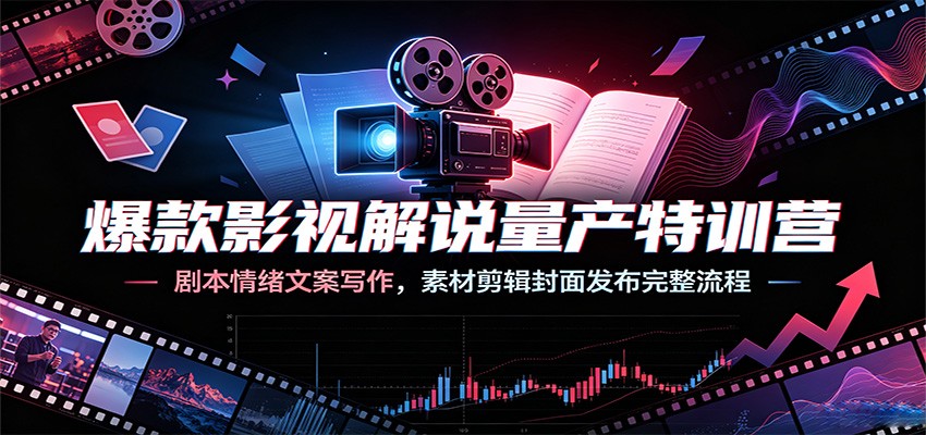 爆款影视解说量产特训营：剧本情绪文案写作，素材剪辑封面发布完整流程 - 啥好玩-啥好玩