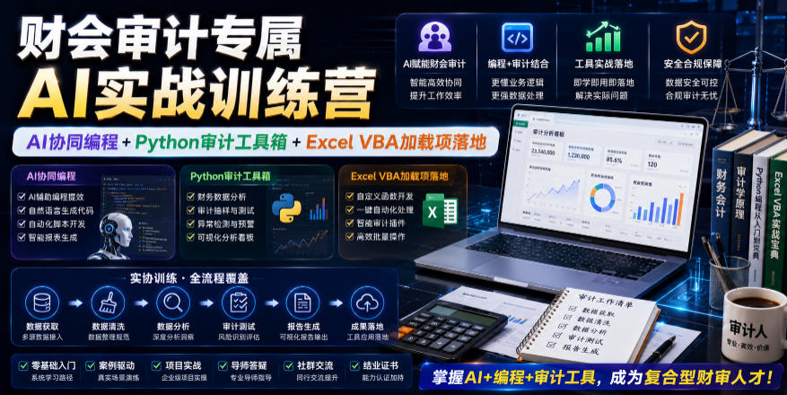 财会审计专属AI实战训练营｜AI协同编程+Python审计工具箱+Excel VBA加载项落地（更新0710）-啥好玩