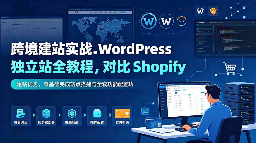 跨境建站实战：WordPress 独立站全教程，对比 Shopify 建站优劣，零基础完成站点搭建与全套功能配置-啥好玩