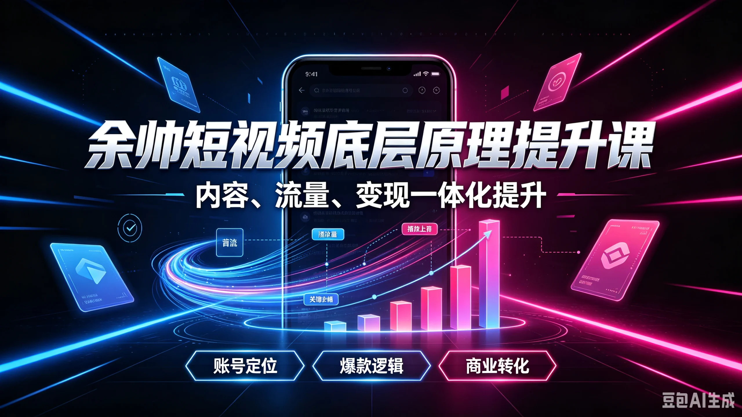 【精】余帅短视频底层原理提升课，内容、流量、变现一体化提升，账号定位、爆款逻辑、商业转化-啥好玩
