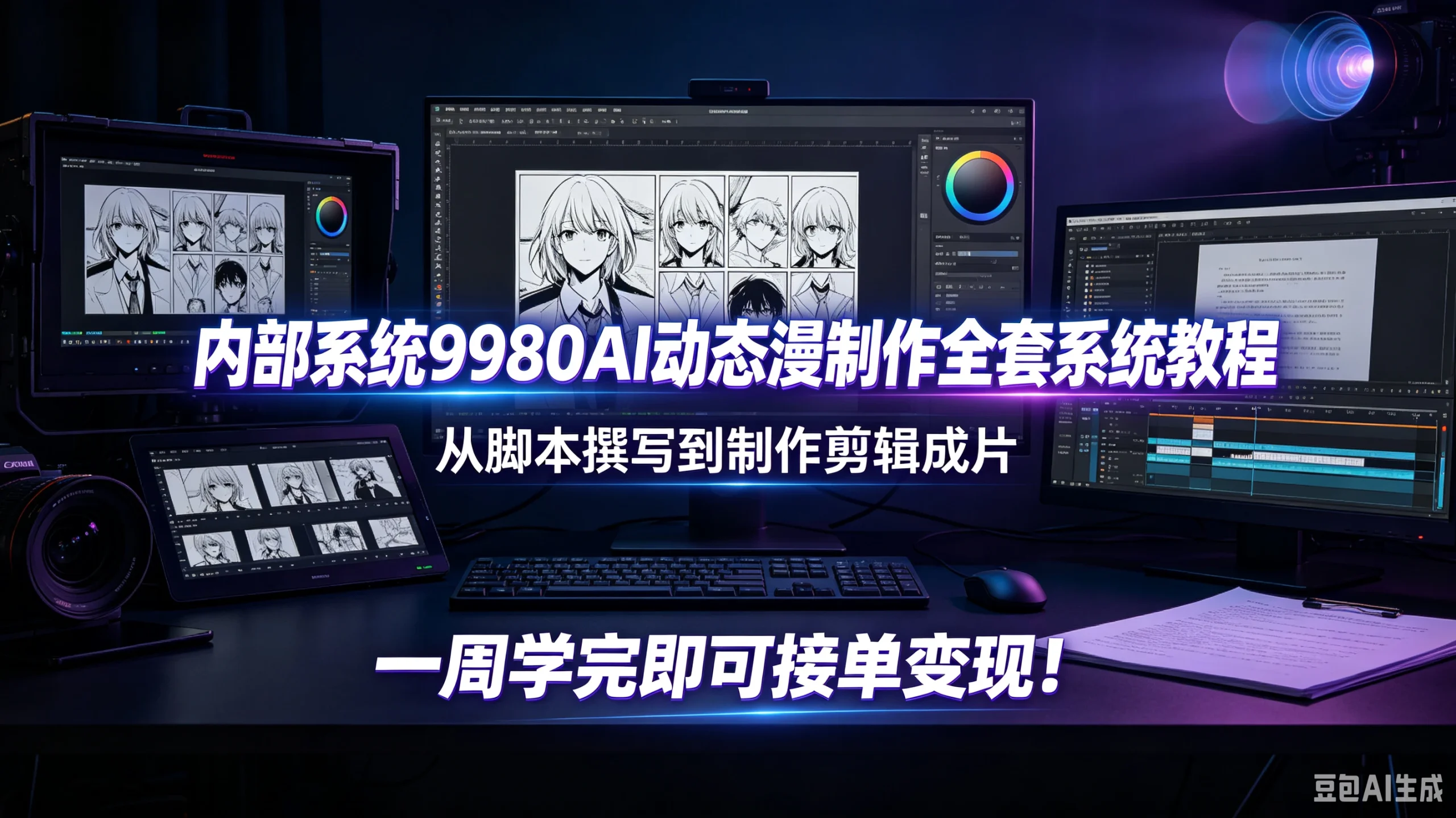 【精】内部系统9980AI动态漫制作全套系统教程，从脚本撰写到制作剪辑成片，一周学完即可接单变现！-啥好玩副业网