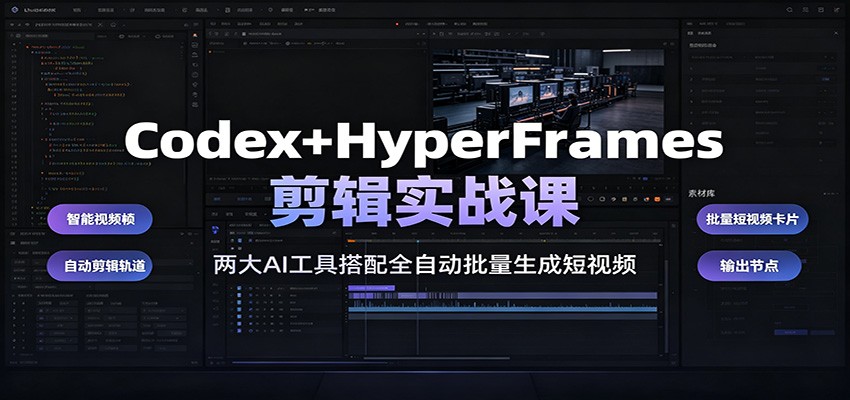Codex+HyperFrames剪辑实战课：两大AI工具搭配全自动批量生成短视频 - 啥好玩-啥好玩