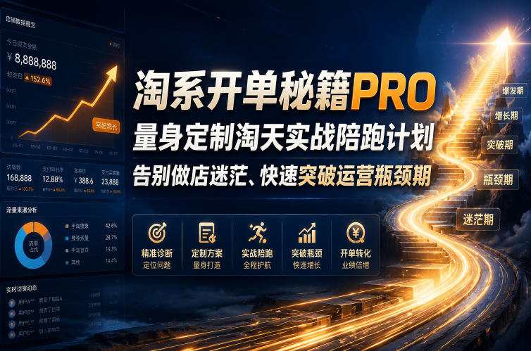 淘系开单秘籍PRO，量身定制淘天实战陪跑计划，告别做店迷茫、快速突破运营瓶颈期（更新20260728）-啥好玩