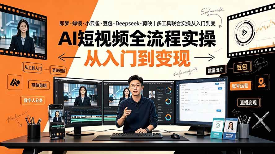 （19250期）AI短视频全流程实操：即梦·蝉镜·小云雀·豆包·Deepseek·剪映｜多工具联合实操从入门到变现-啥好玩