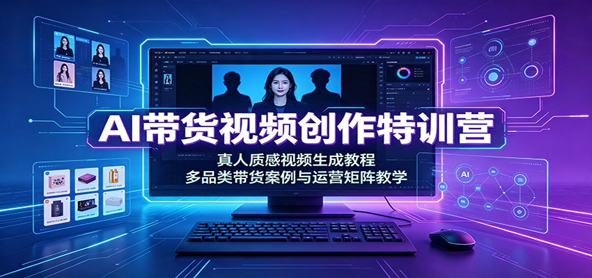 AI带货视频创作特训营:真人质感视频生成教程,多品类带货案例与运营矩阵教学-啥好玩