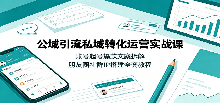 公域引流私域转化运营实战课：账号起号爆款文案拆解，朋友圈社群IP搭建全套教程-啥好玩