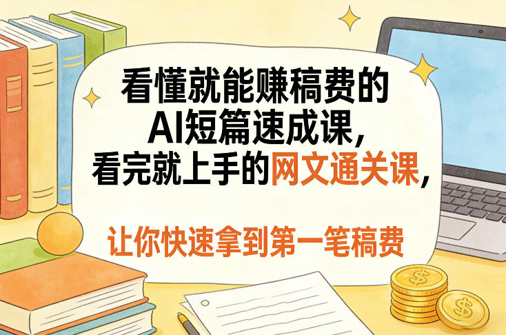 看懂就能賺稿费的AI短篇速成课，看完就上手的网文通关课，让你快速拿到第一笔稿费（更新8月） - 啥好玩副业网-啥好玩副业网