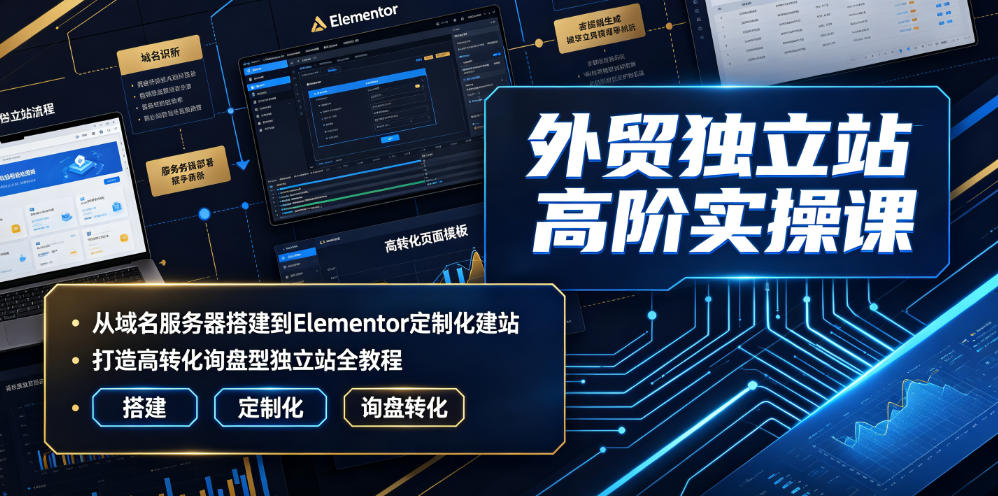 外贸独立站高阶实操课｜从域名服务器搭建到Elementor定制化建站，打造高转化询盘型独立站全教程 - 啥好玩-啥好玩