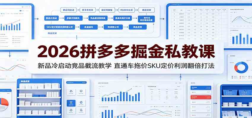 2026拼多多掘金私教课：新品冷启动竞品截流教学，直通车拖价SKU定价利润翻倍打法 - 啥好玩-啥好玩