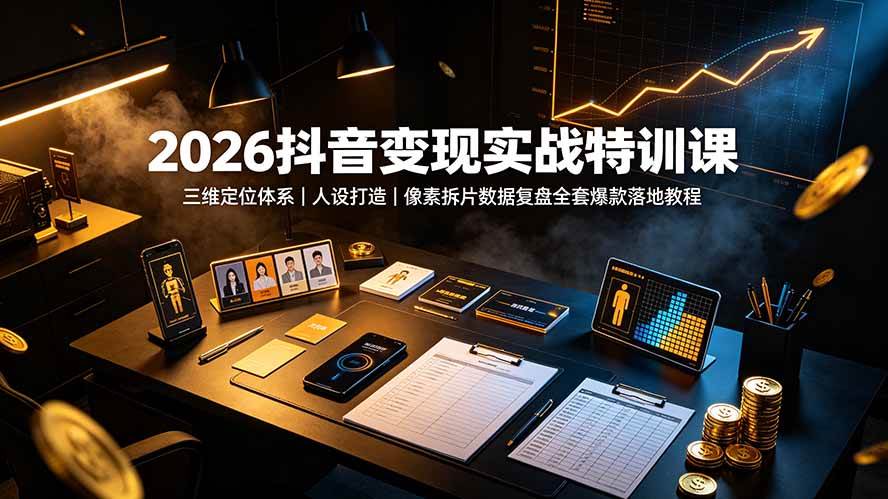 （19419期）2026抖音变现实战特训课：三维定位体系｜人设打造｜像素拆片数据复盘全套爆款落地教程 - 啥好玩-啥好玩