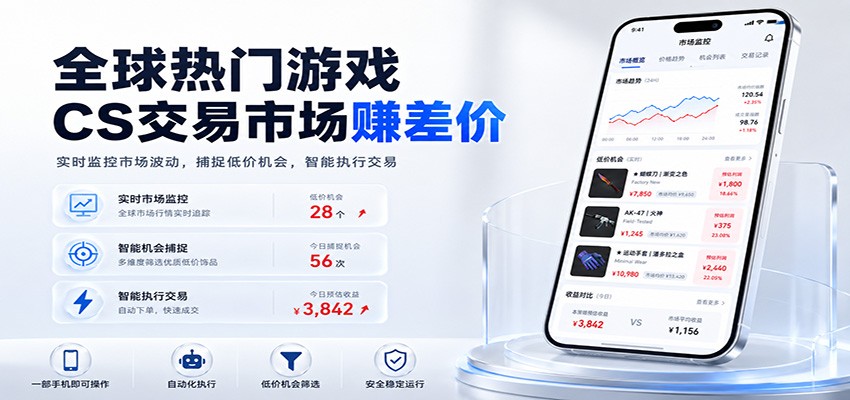 全球热门游戏CS交易市场赚差价，一个账号一部手机即可稳定运行，月入过万-啥好玩