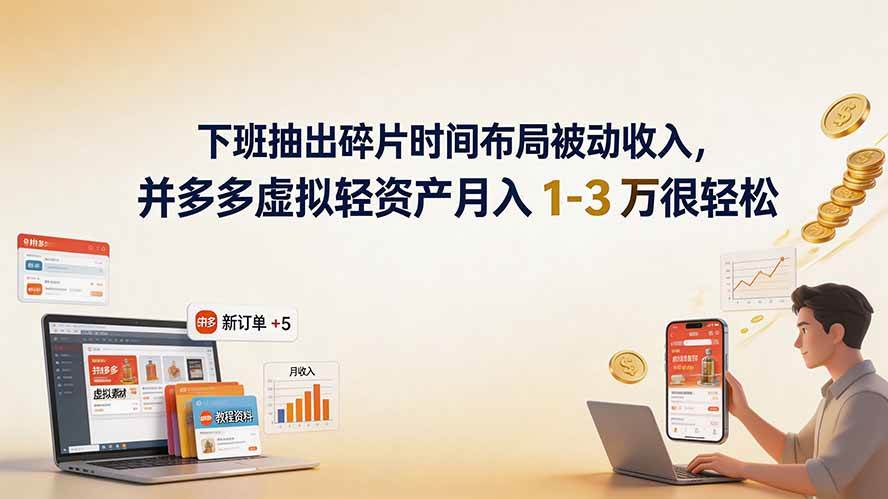 （19573期）下班抽出碎片时间布局被动收入，拼多多虚拟轻资产月入 1-3 万很轻松-啥好玩