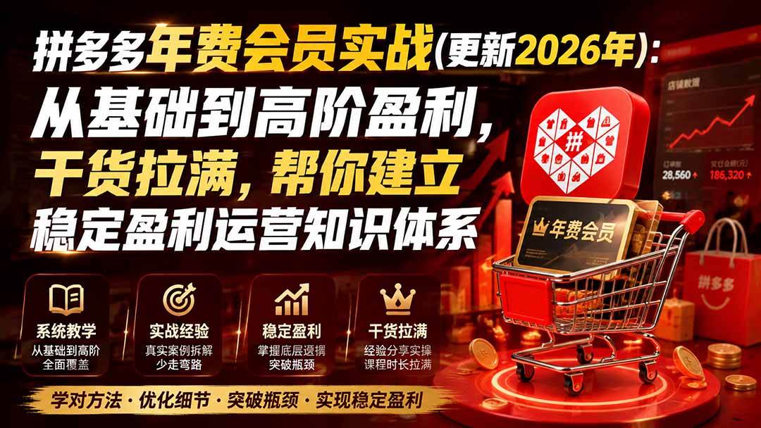 （19838期）拼多多年费会员实战(更新2026年)：从基础到高阶盈利，干货拉满，帮你建立稳定盈利运营知识体系 - 啥好玩副业网-啥好玩副业网