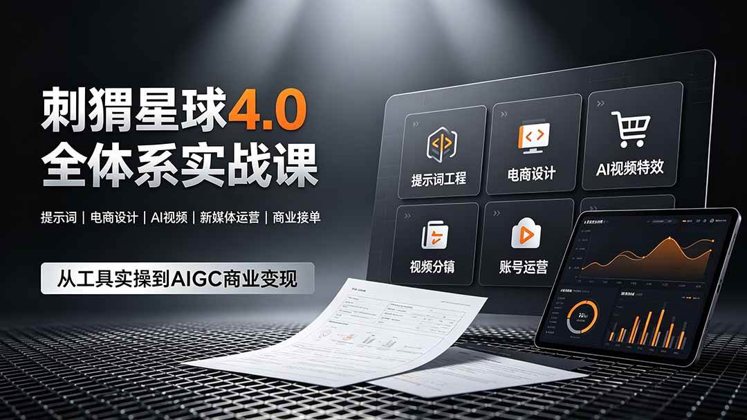 （19224期）刺猬星球4.0全体系实战课，覆盖提示词工程、电商设计、AI视频特效与新媒体运营，一站式掌握AIGC商业核心技能-啥好玩
