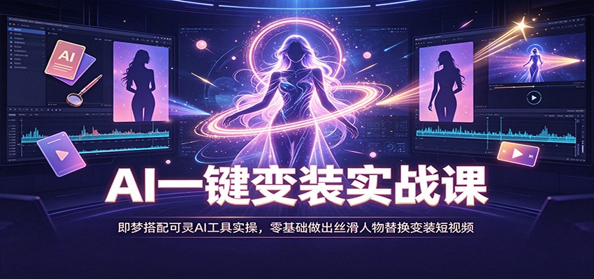 AI一键变装实战课:即梦搭配可灵AI工具实操,零基础做出丝滑人物替换变装短视频-啥好玩副业网