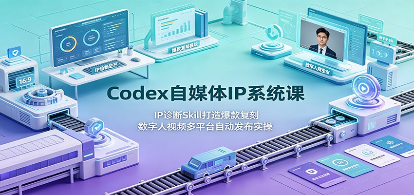 Codex自媒体IP系统课：IP诊断Skill打造爆款复刻，数字人视频多平台自动发布实操 - 啥好玩-啥好玩
