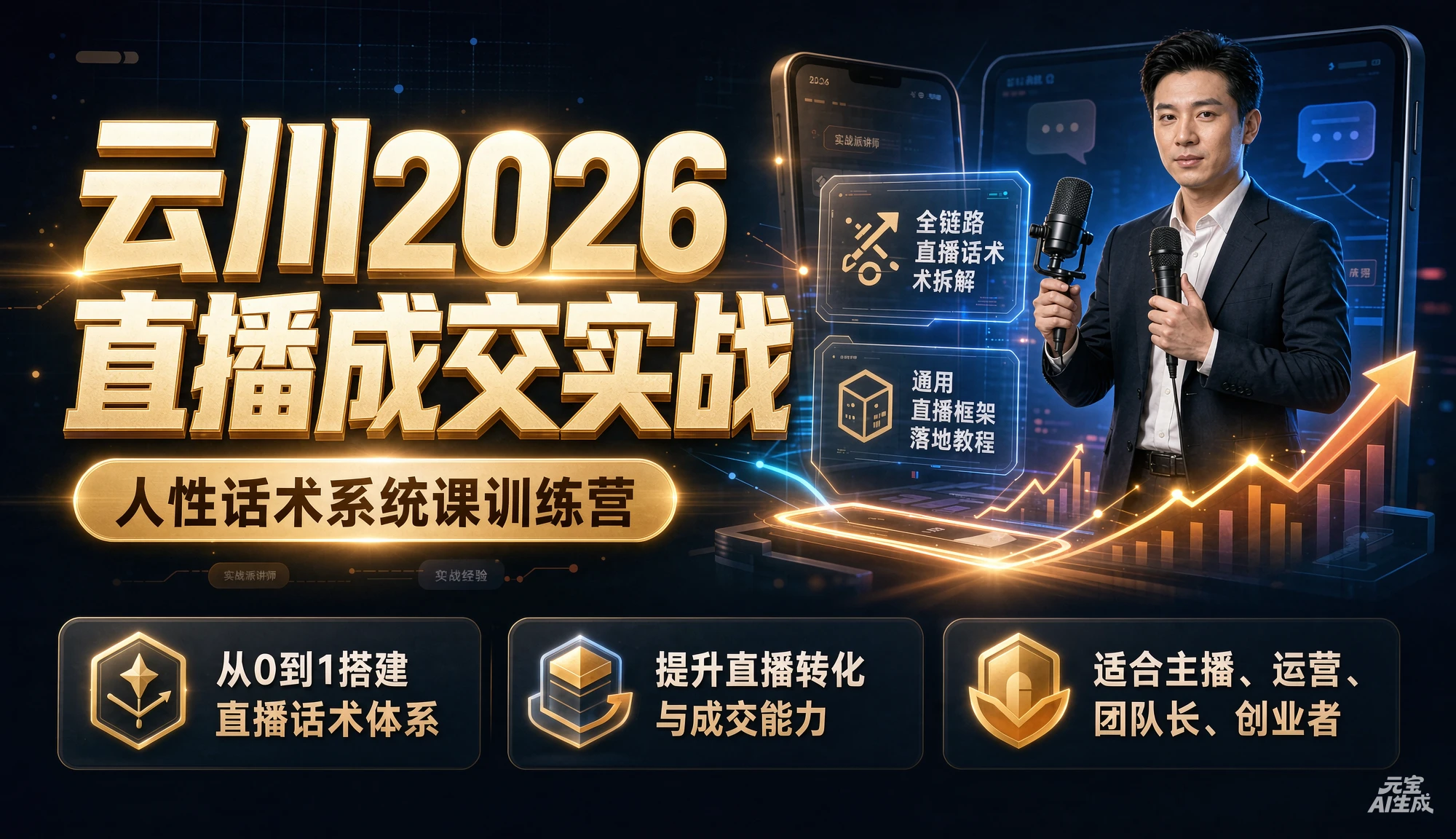 【精】云川2026直播成交实战：人性话术系统课训练营，全链路直播话术拆解，通用直播框架落地教程 - 啥好玩副业网-啥好玩副业网