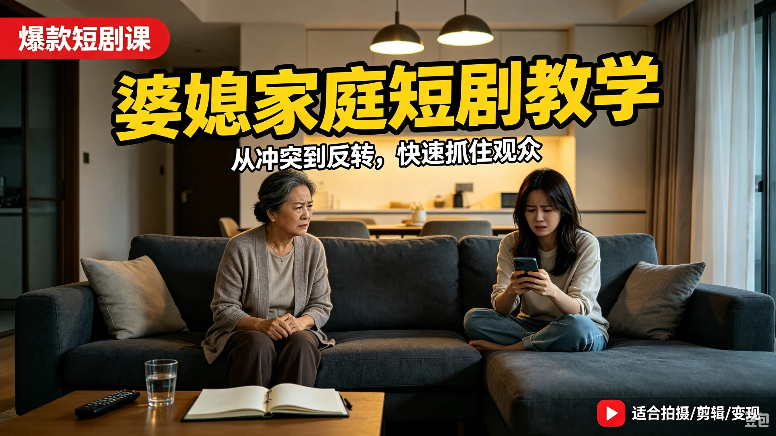【精】婆媳家庭AI短剧全套教学丨起号快,热门吸引女性粉丝,商单广告、橱窗带货、收徒裂变、伙伴分成等 - 啥好玩副业网-啥好玩副业网