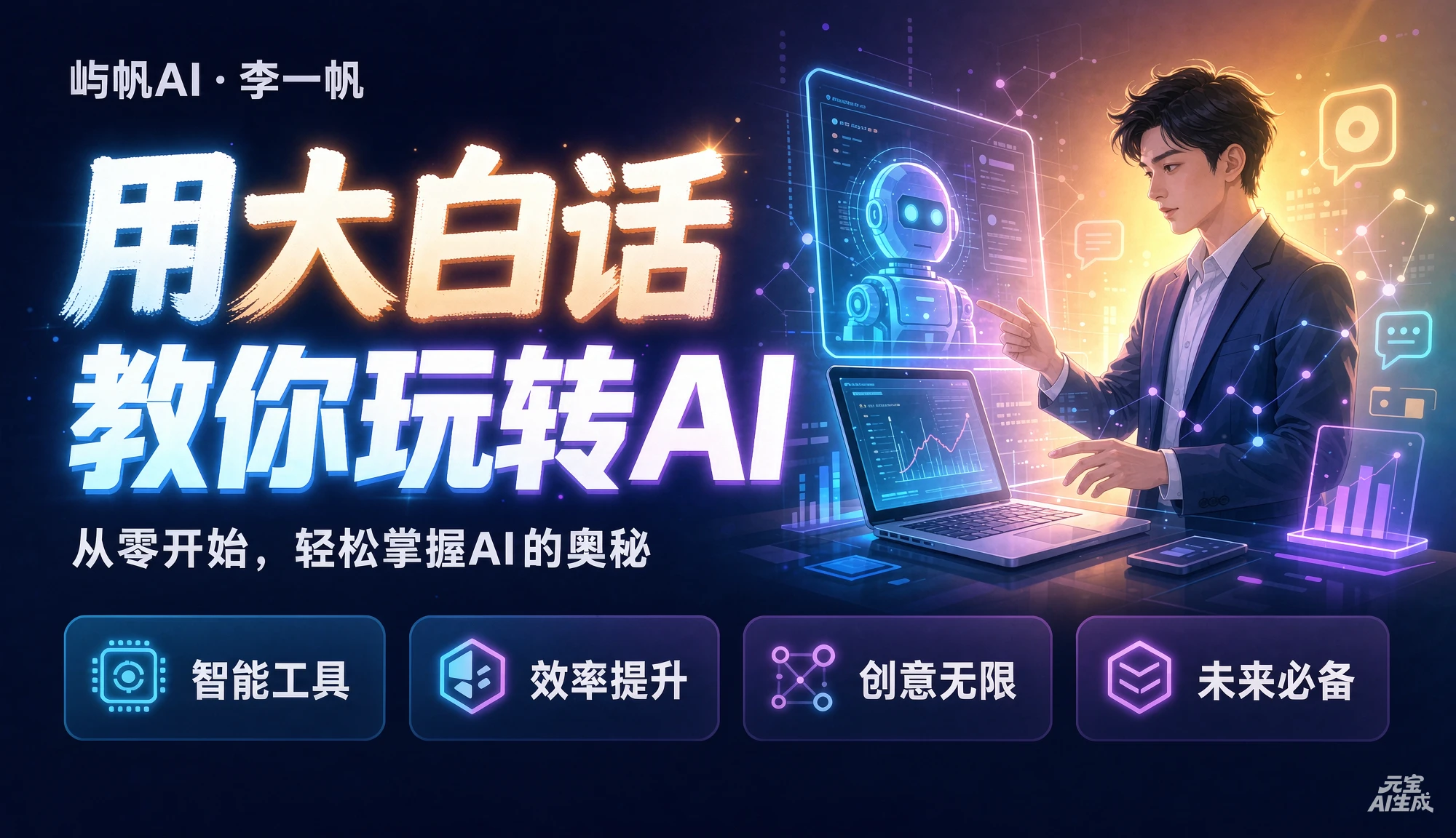 【精】屿帆AI·李一帆-用大白话教你玩转AI,从短剧漫剧到动画制作,零基础也能掌握爆款内容创作与变现全流程 - 啥好玩副业网-啥好玩副业网