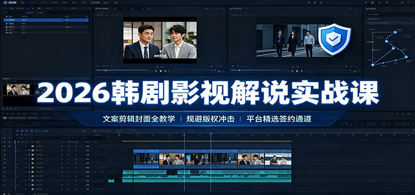 2026韩剧影视解说实战课:文案剪辑封面全教学,规避版权冲击平台精选签约通道-啥好玩