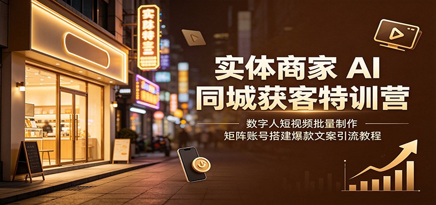 实体商家AI同城获客特训营：数字人短视频批量制作，矩阵账号搭建爆款文案引流教程 - 啥好玩-啥好玩