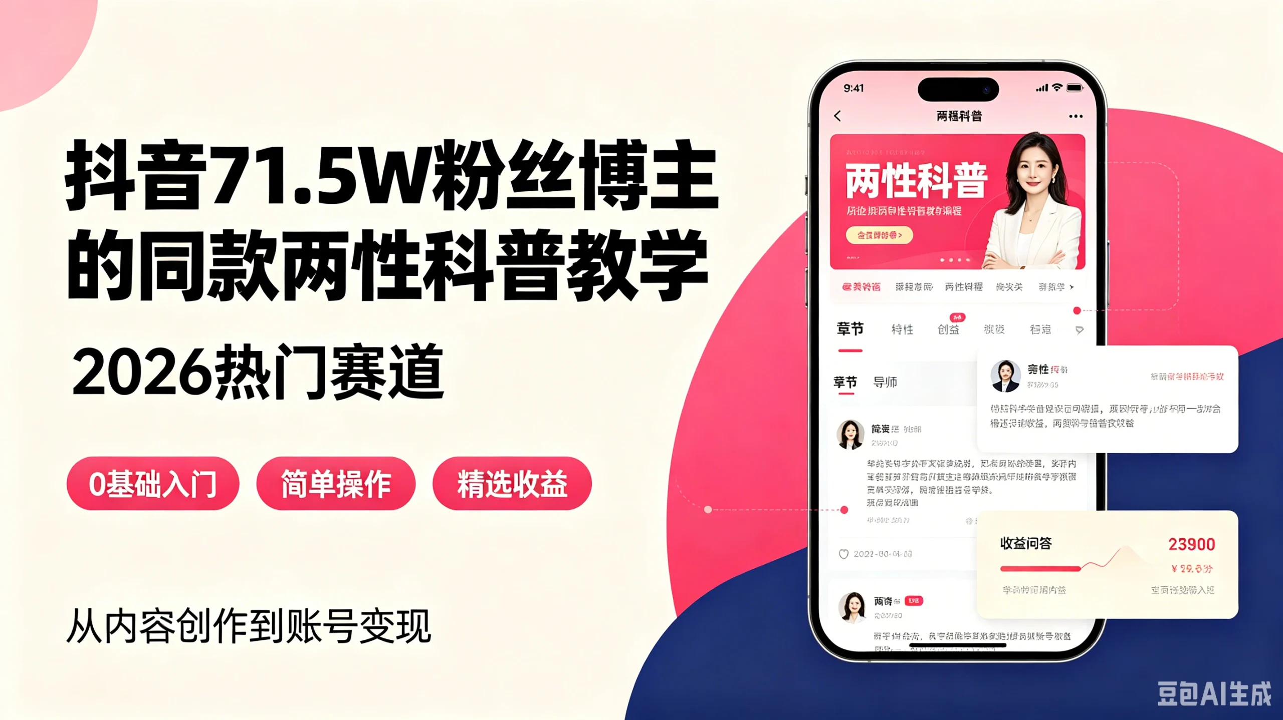 【精】抖音71.5W粉丝博主的同款两性科普教学，2026热门赛道，操作简单，轻松上手，0基础也能做，吃伙伴+精选收益-啥好玩