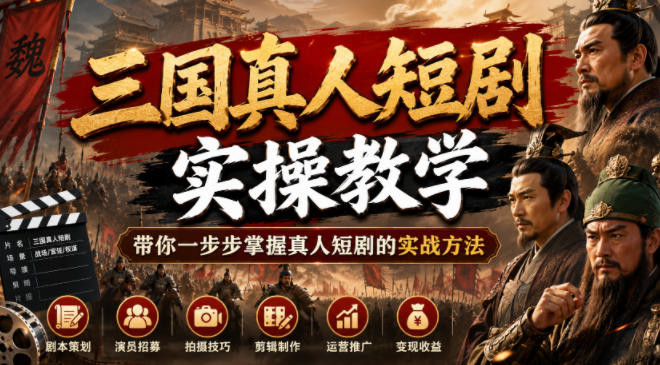 三国真人短剧实操教学，带你一步步掌握真人短剧的实战方法 - 啥好玩-啥好玩