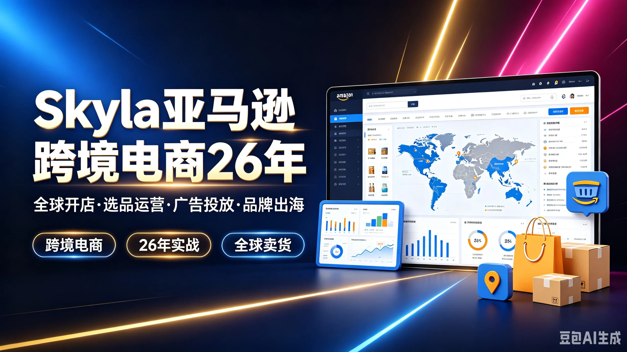 【精】Skyla亚马逊跨境电商26年，全球开店·选品运营·广告投放·品牌出海，跨境电商、26年实战、全球卖货-啥好玩