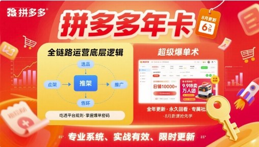 拼多多年卡，拼多多全链路运营底层逻辑，超级爆单术【更新26年8月】-啥好玩副业网