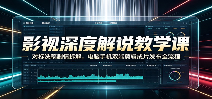 影视深度解说教学课：对标洗稿剧情拆解，电脑手机双端剪辑成片发布全流程 - 啥好玩-啥好玩