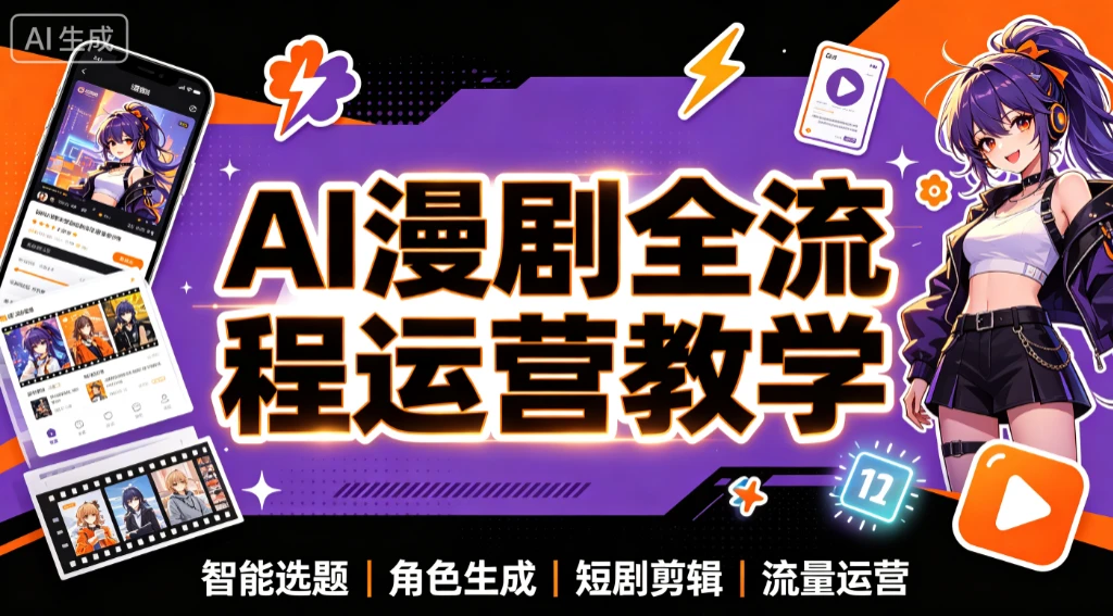 【精】AI漫剧全流程运营教学，从选题策划到账号增长，AI漫剧实战训练-啥好玩