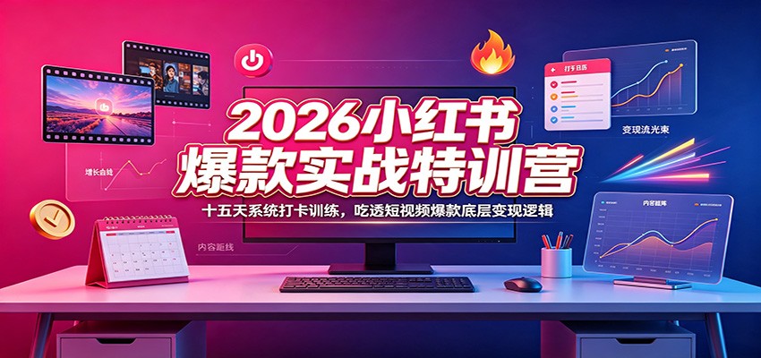 2026小红书爆款实战特训营：十五天系统打卡训练，吃透短视频爆款底层变现逻辑 - 啥好玩-啥好玩