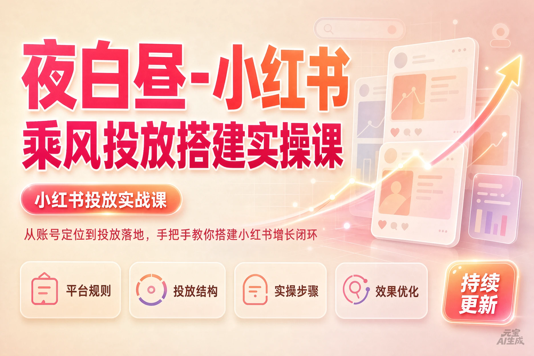 【精】夜白昼-小红书乘风投放实操课,开户返点标准投搭建莱卡定向,新店建模撬动笔记自然流量-啥好玩副业网