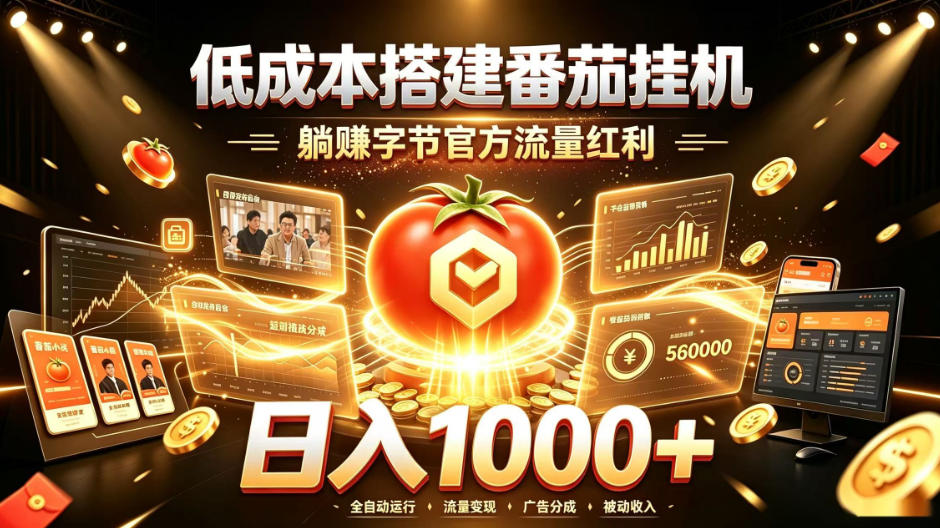 低成本搭建番茄挂G，躺賺字节官方流量红利，日入1k+，全程傻瓜式落地【揭秘】 - 啥好玩副业网-啥好玩副业网
